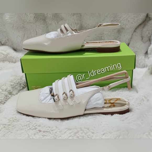 NIB Sam Edelman Ilona Slingback Flat Size 7.5 In Ivory - Picture 9 of 14